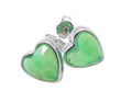 Boucles d'oreilles Argent 925 Jade Verte Coeur