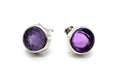 Boucles d'oreilles Argent 925 Améthyste ronde brute
