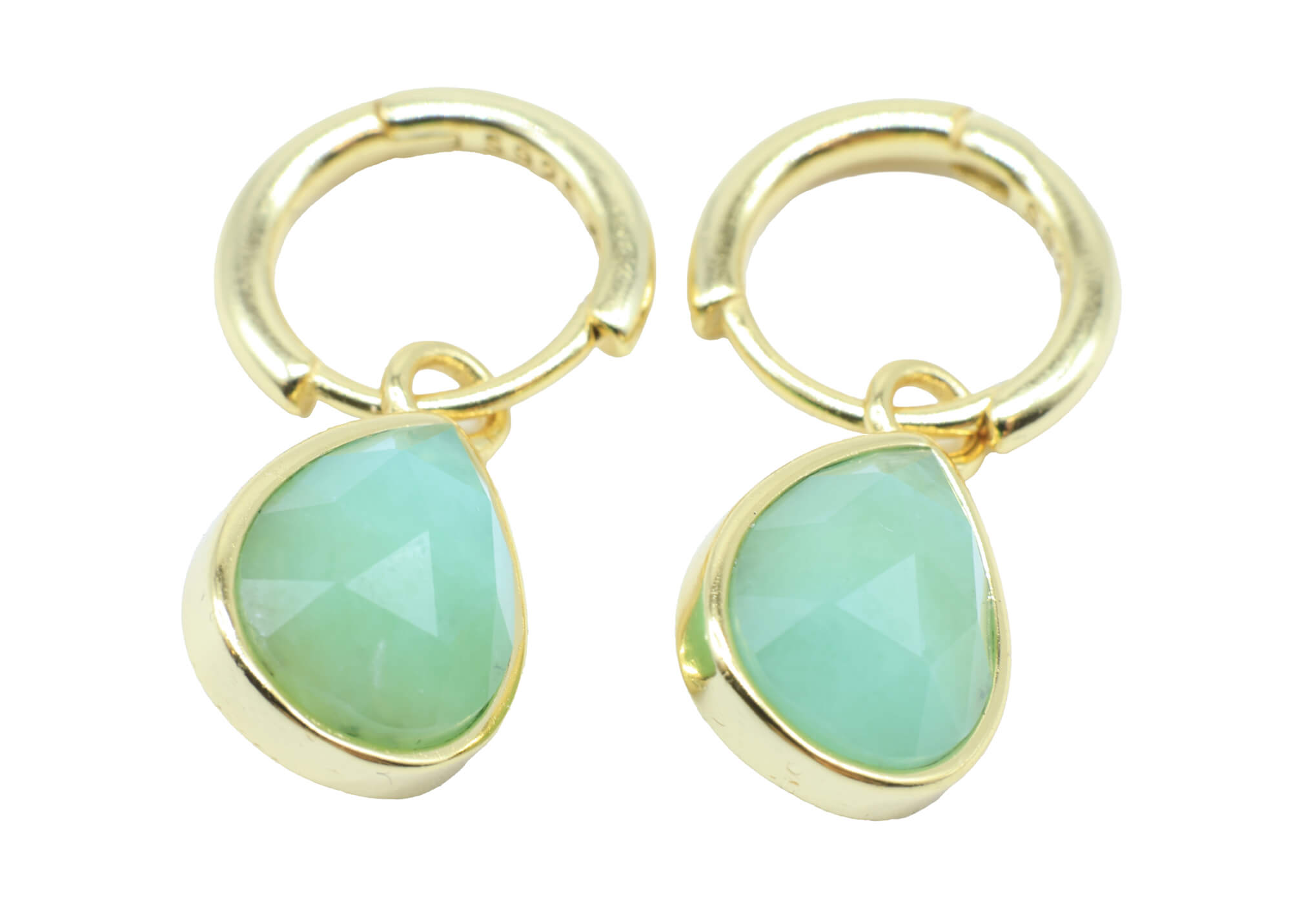 Boucles d'oreilles Argent 925 'Halo Minéral' - Jade Vert - Plaquage Or