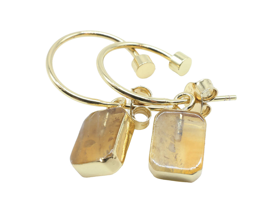 Boucles d'oreilles Argent 925 'Arche Doré' - Citrine - Plaquage Or