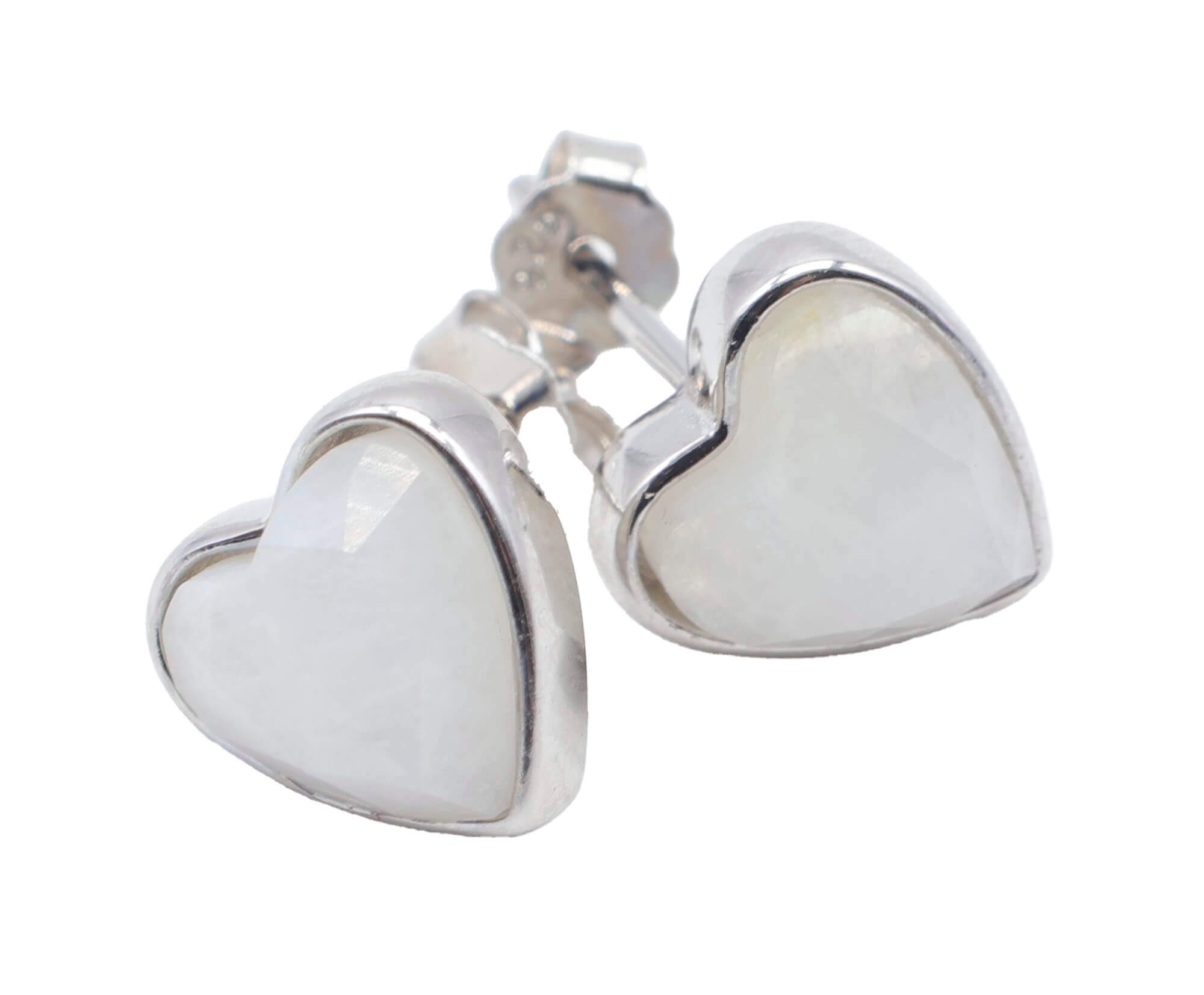 Boucles d'oreilles Argent 925 Pierre de Lune Coeur