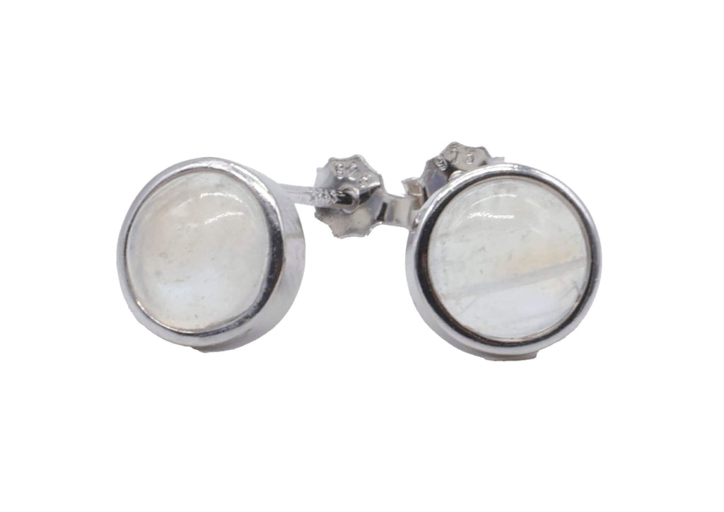 Boucles d'oreilles Argent 925 Pierre de Lune ronde polie