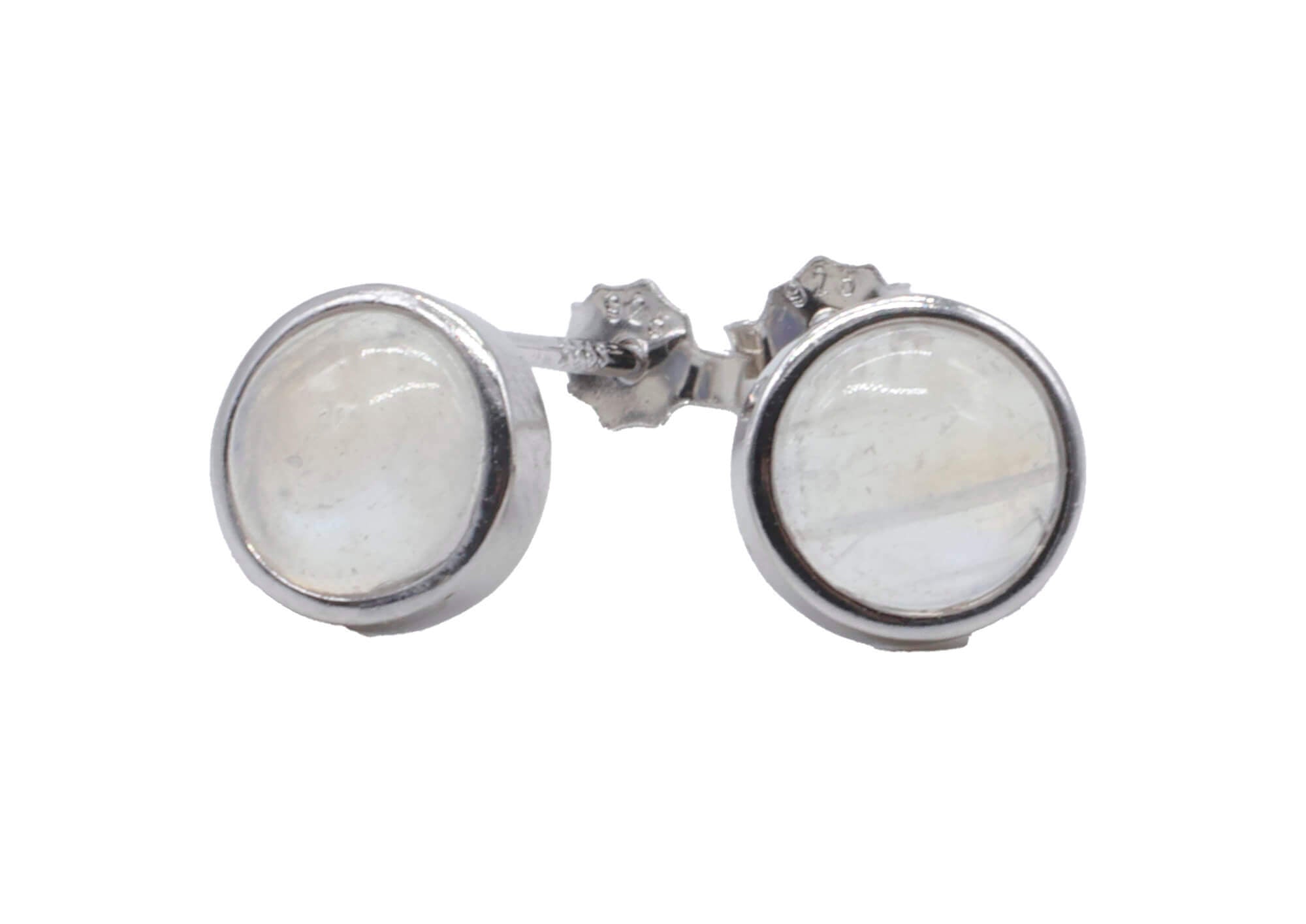 Boucles d'oreilles Argent 925 Pierre de Lune ronde polie