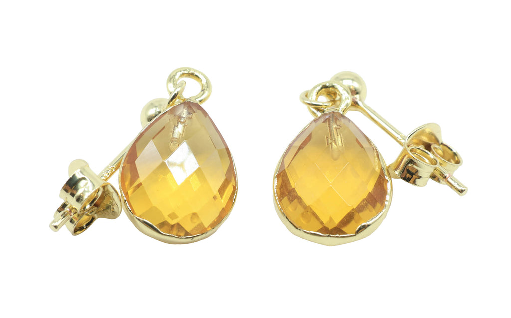 Boucles d'oreilles Argent 925 'Ondée Dorée' - Citrine - Plaquage Or