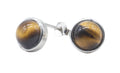 Boucles d'oreilles Argent 925 Oeil de Tigre ronde polie