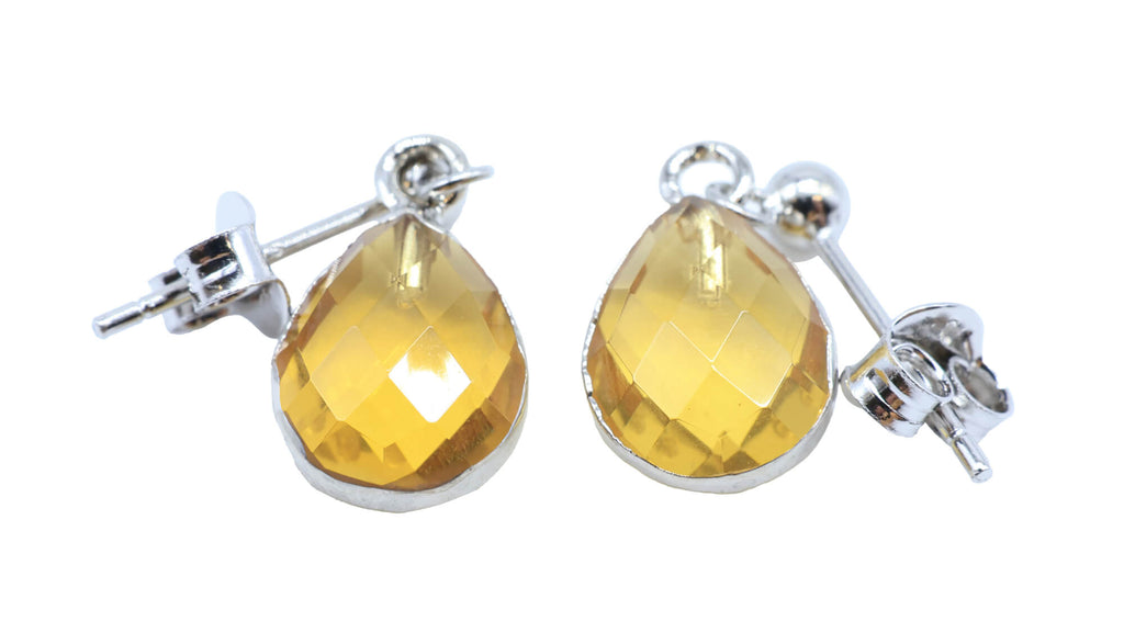 Boucles d'oreilles Argent 925 'Ondée Argentée' - Citrine