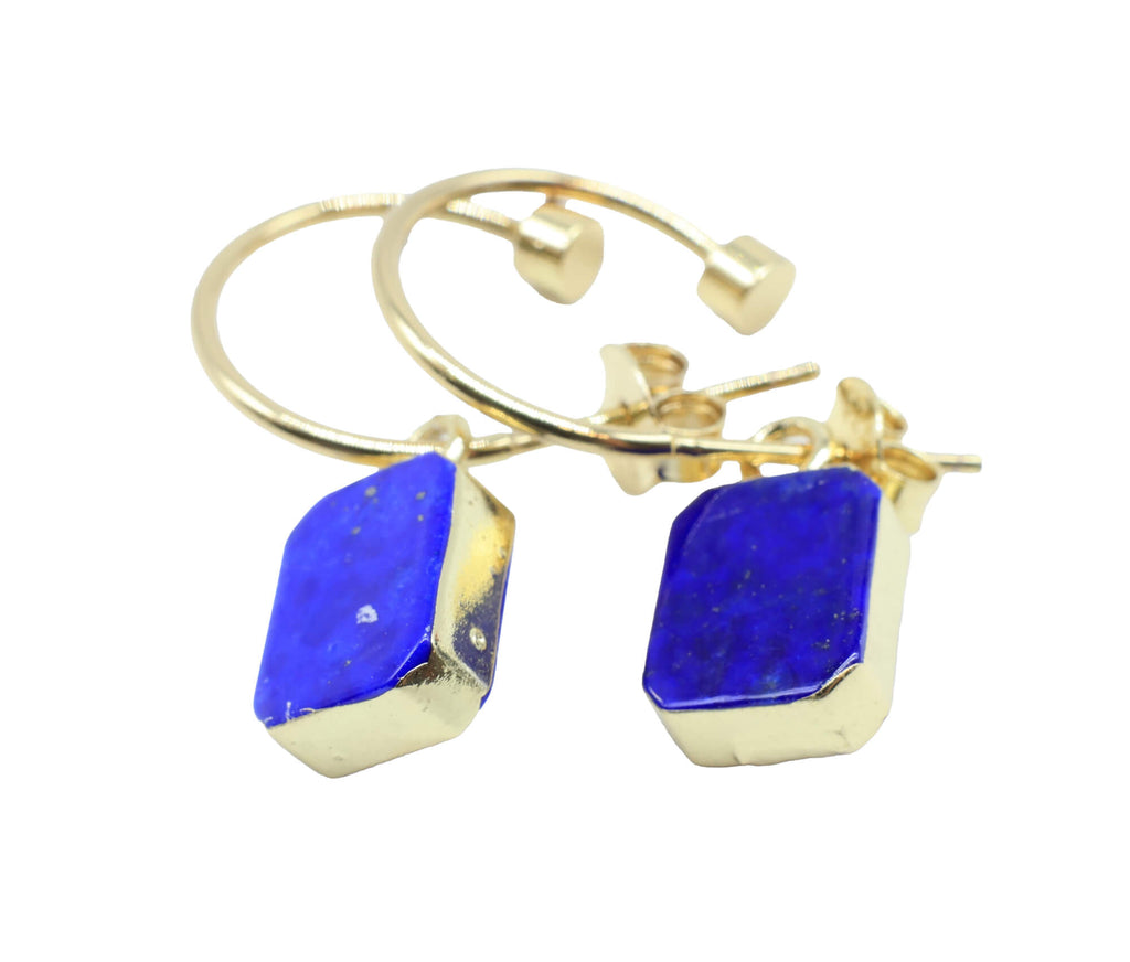 Boucles d'oreilles Argent 925 'Arche Doré' - Lapis Lazuli - Plaquage Or