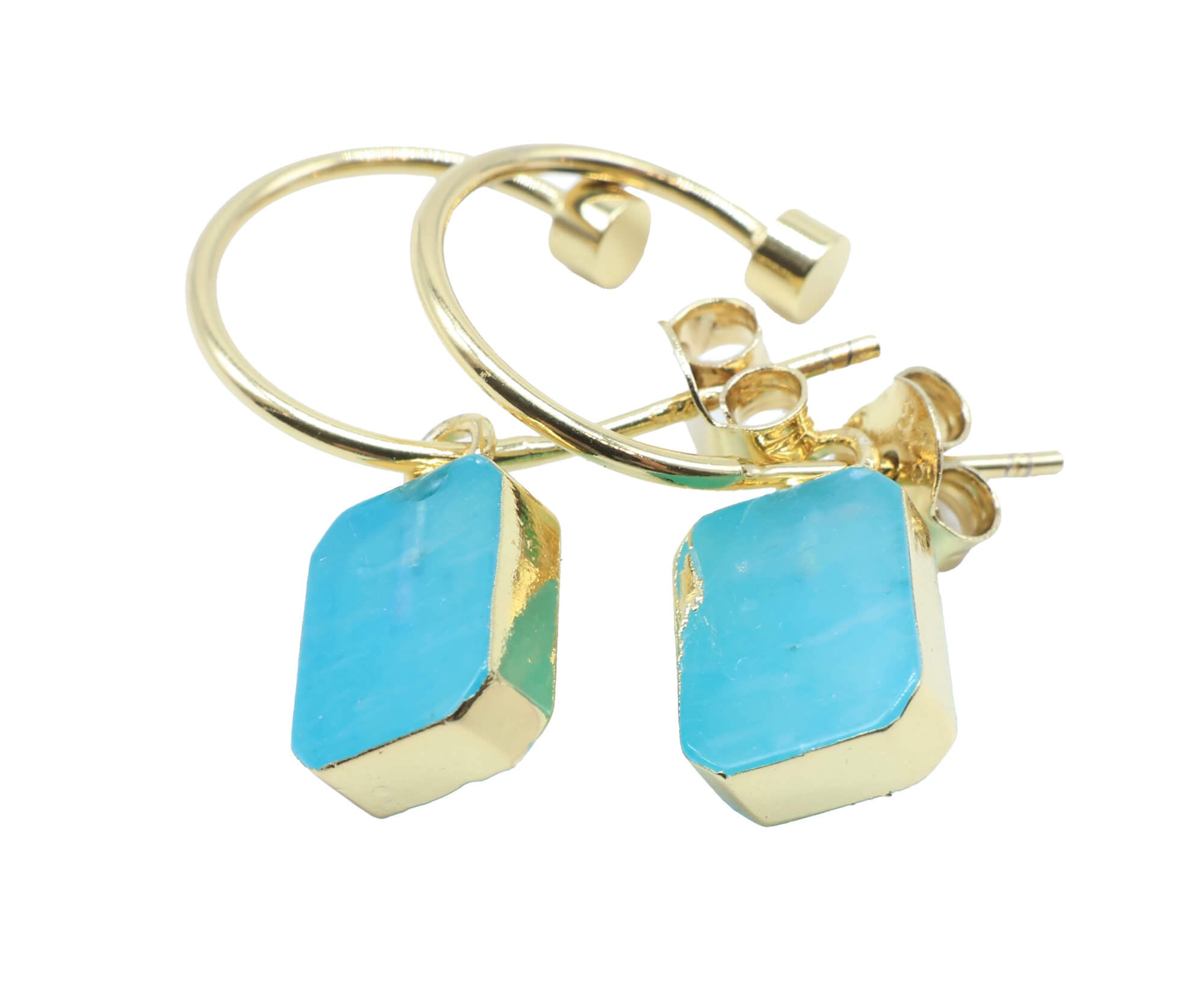 Boucles d'oreilles Argent 925 'Arche Doré' - Amazonite - Plaquage Or