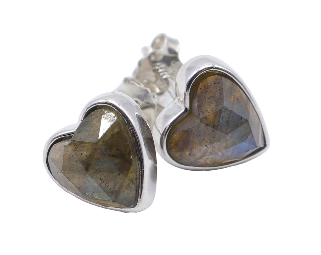 Boucles d'oreilles Argent 925 Labradorite Coeur