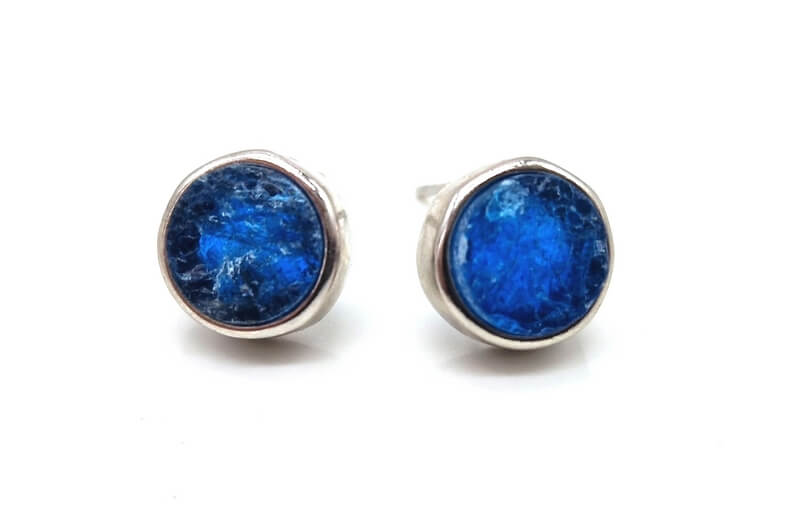 Boucles d'oreilles Argent 925 Apatite ronde brute