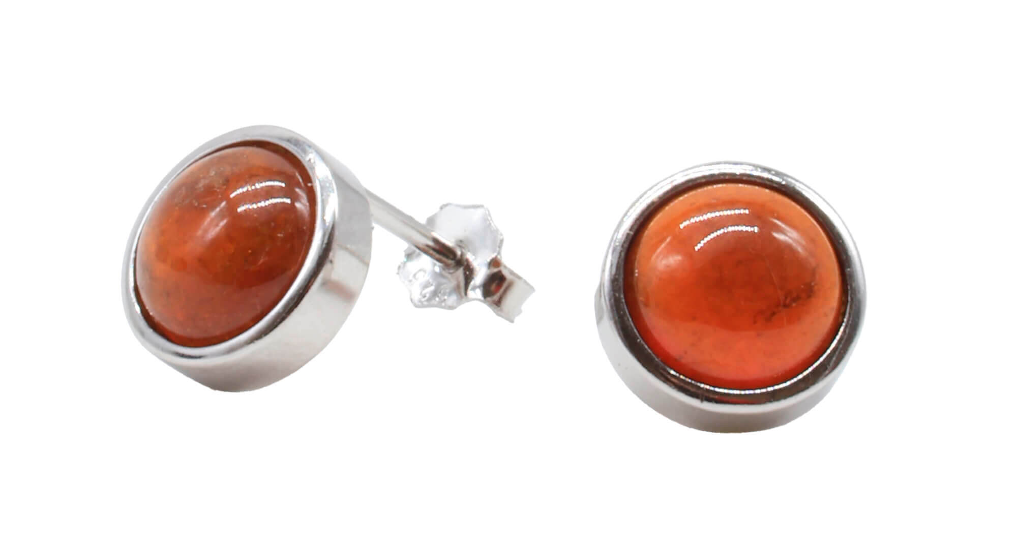 Boucles d'oreilles Argent 925 Grenat ronde polie