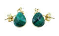 Boucles d'oreilles Argent 925 'Ondée Dorée' - Malachite - Plaquage Or