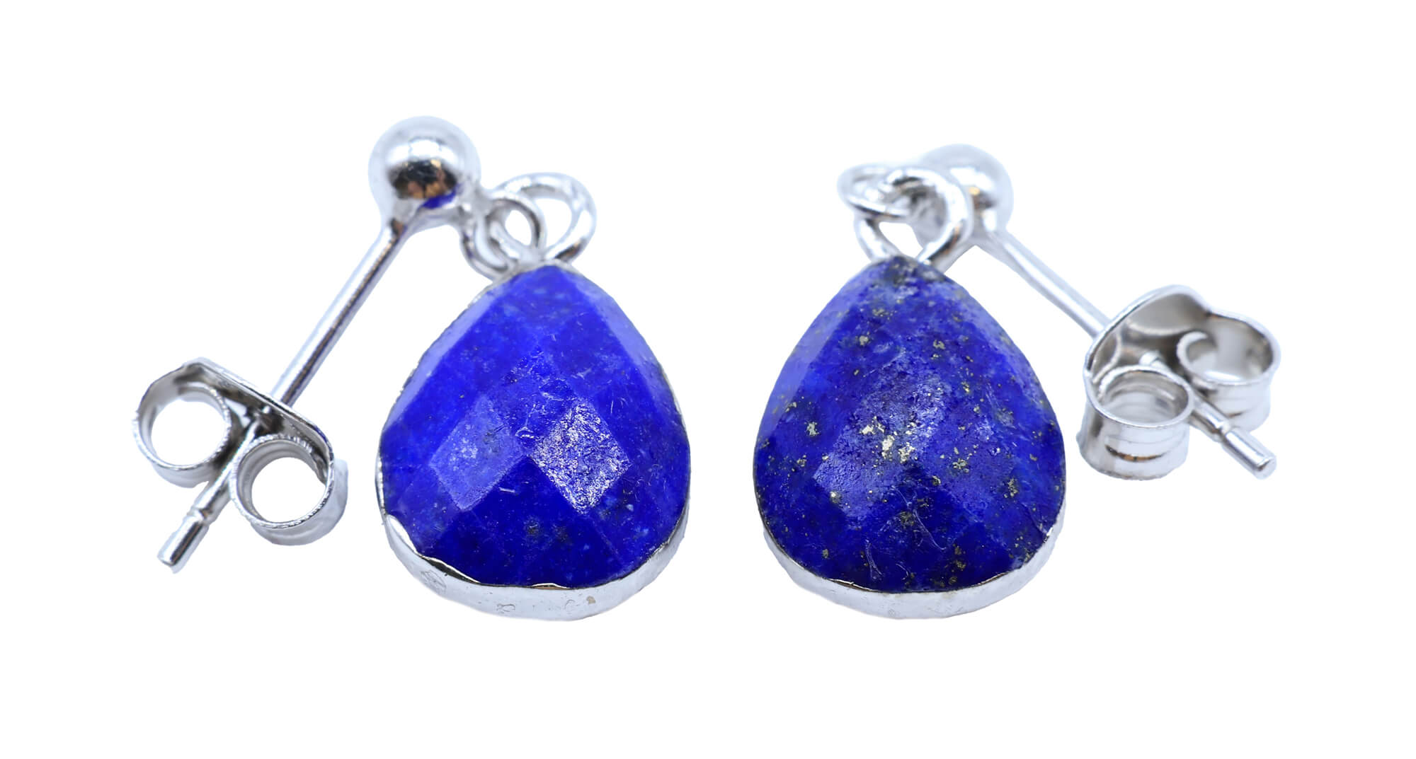Boucles d'oreilles Argent 925 'Ondée Argentée' - Lapis Lazuli