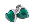 Boucles d'oreilles Argent 925 Malachite Coeur