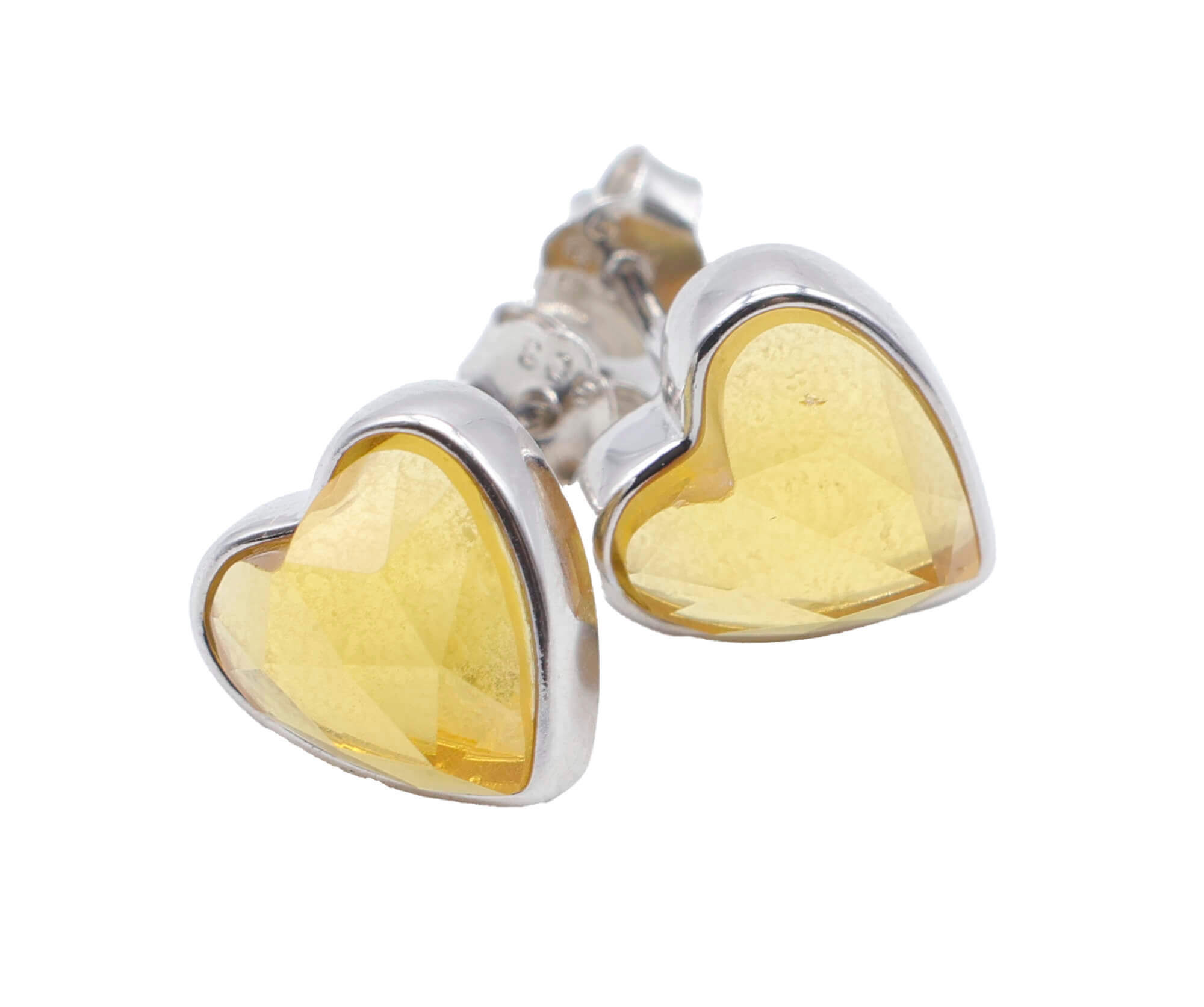 Boucles d'oreilles Argent 925 Citrine Coeur