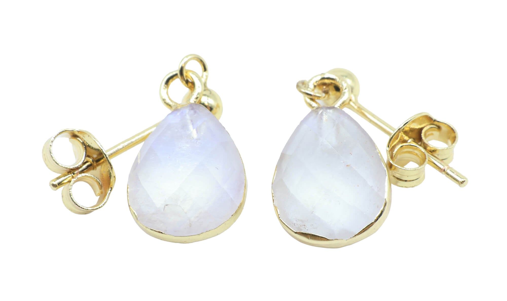 Boucles d'oreilles Argent 925 'Ondée Dorée' - Pierre de Lune - Plaquage Or