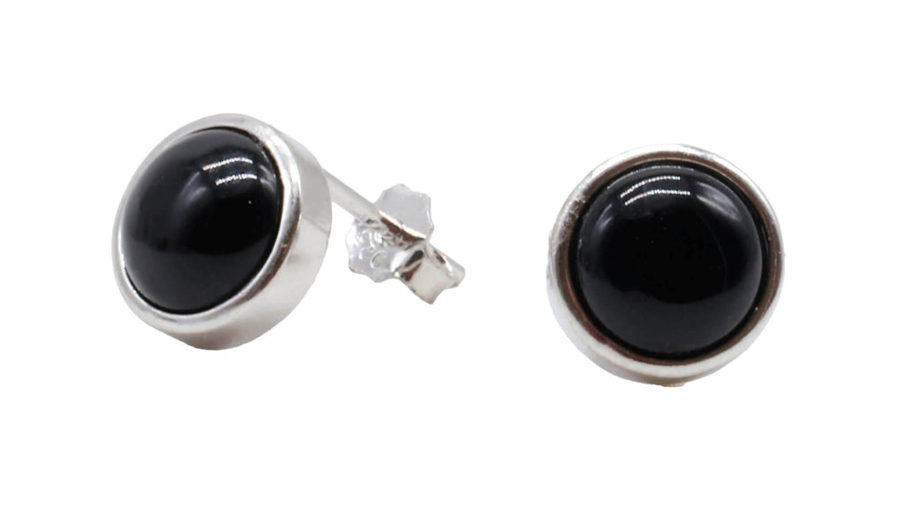 Boucles d'oreilles Argent 925 Onyx ronde polie