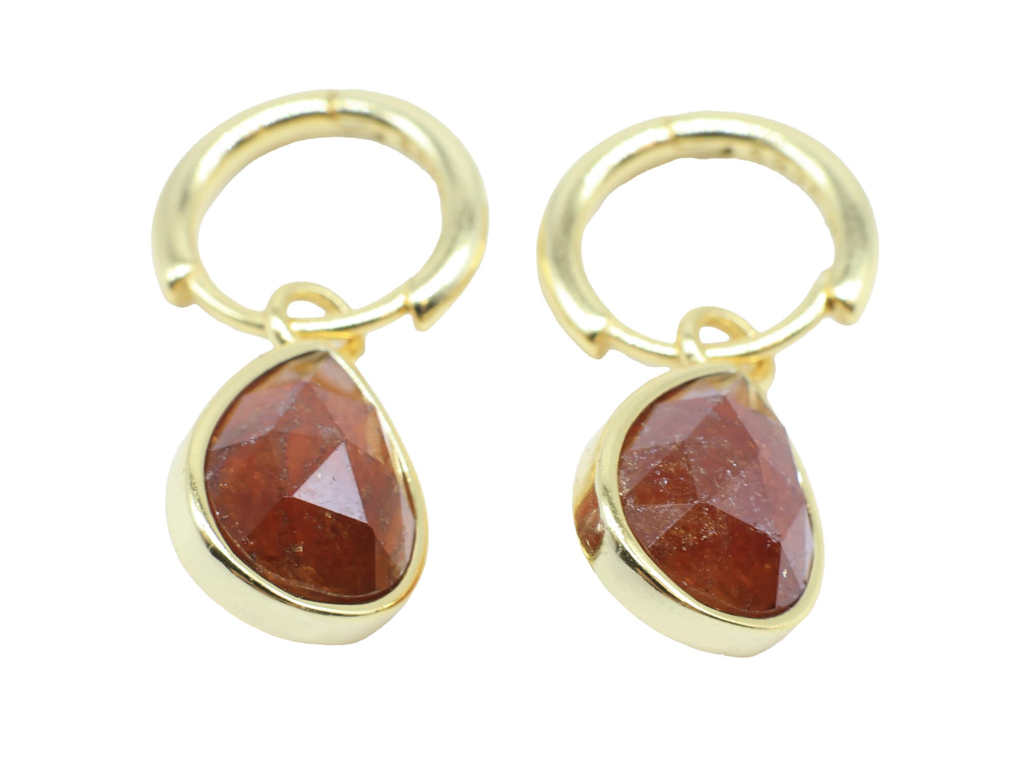 Boucles d'oreilles Argent 925 'Halo Minéral' - Grenat - Plaquage Or