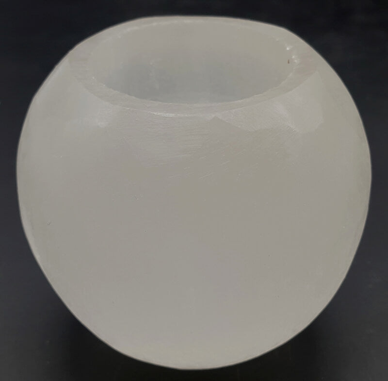 Bougeoir Sélénite Rond Poli 8cm