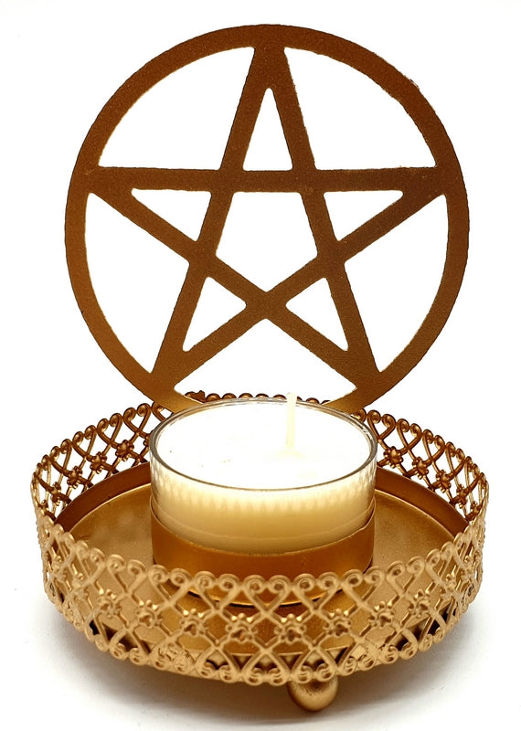 Bougeoir à Réflexion Métal Pentacle 11cm