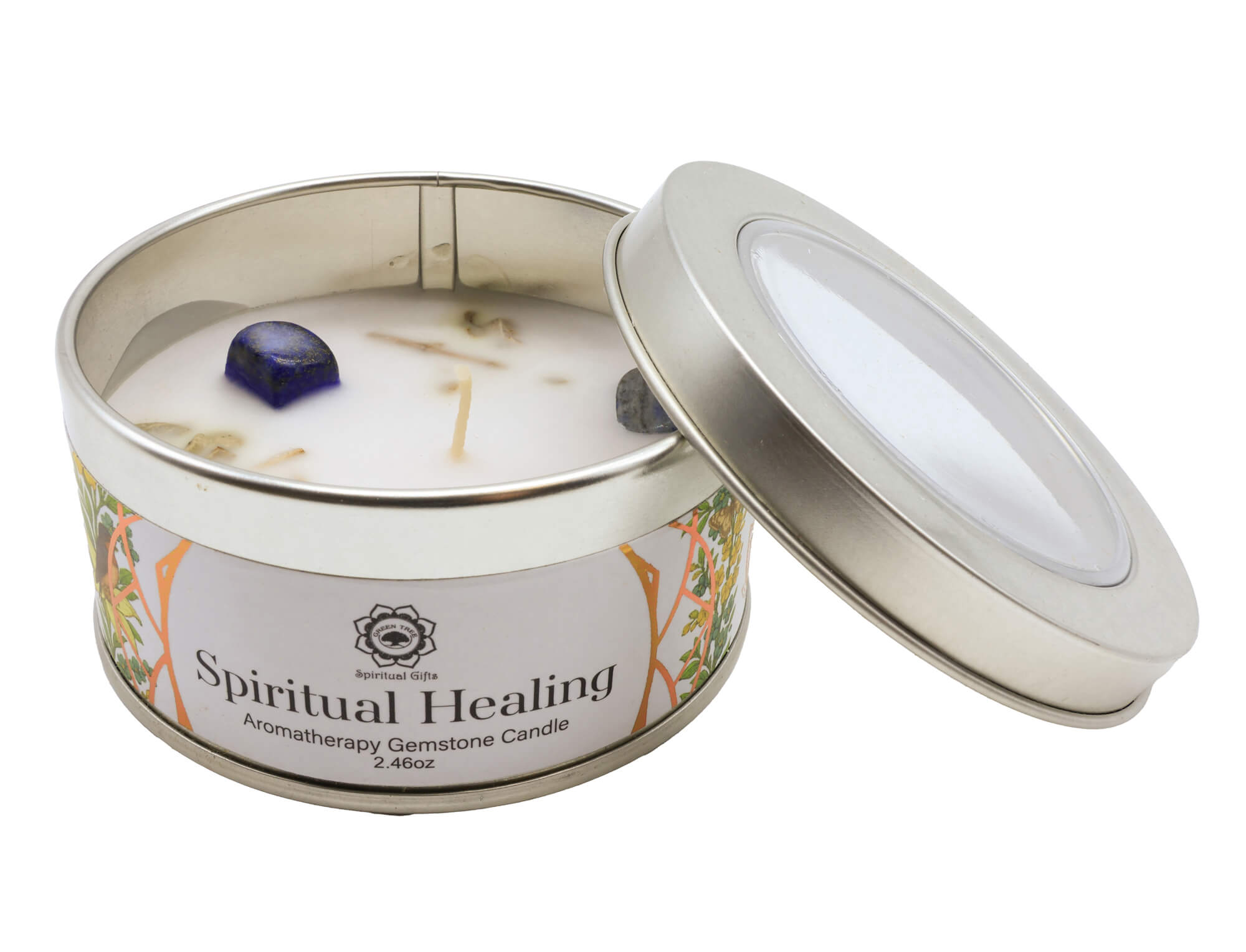 Bougie Green Tree 'Guérison Spirituelle' Lapis Lazuli + Agua Florida 70g