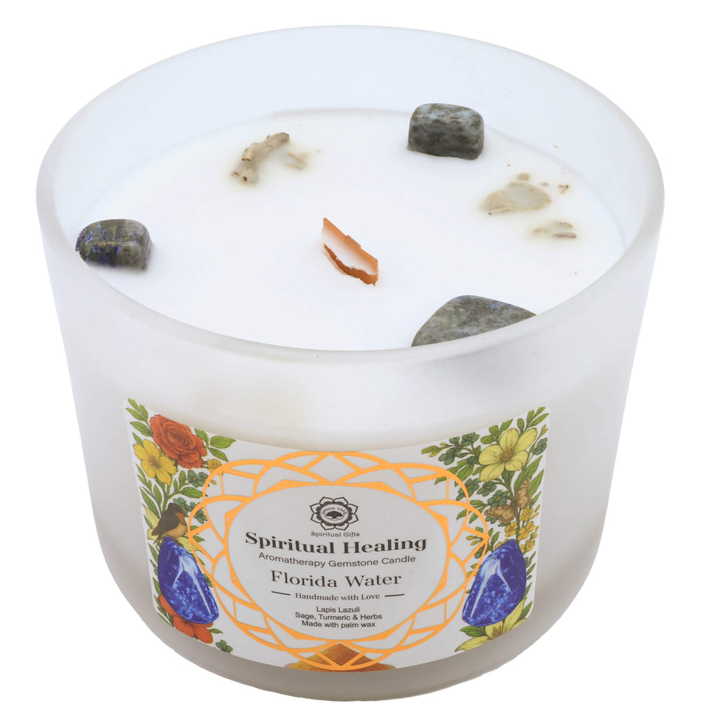 Bougie Green Tree 'Guérison Spirituelle' Lapis Lazuli + Agua Florida 256g