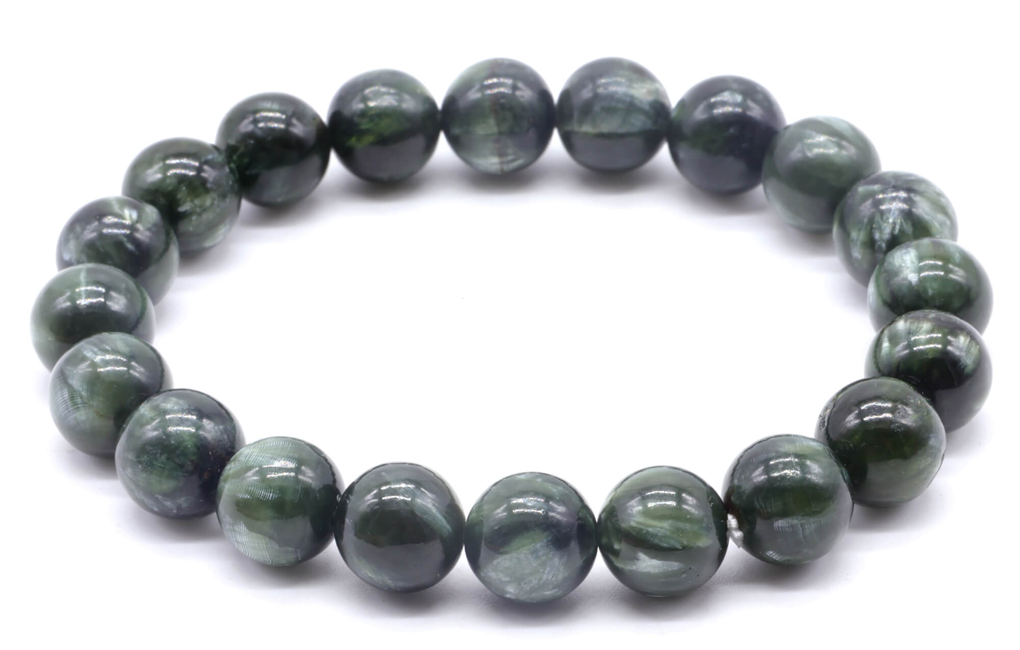 Bracelet Séraphinite perles 8mm