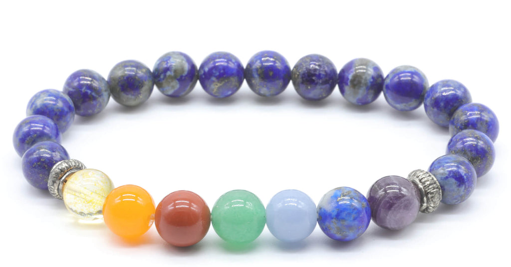 Bracelet Lapis Lazuli & 7 Chakras perles 8mm