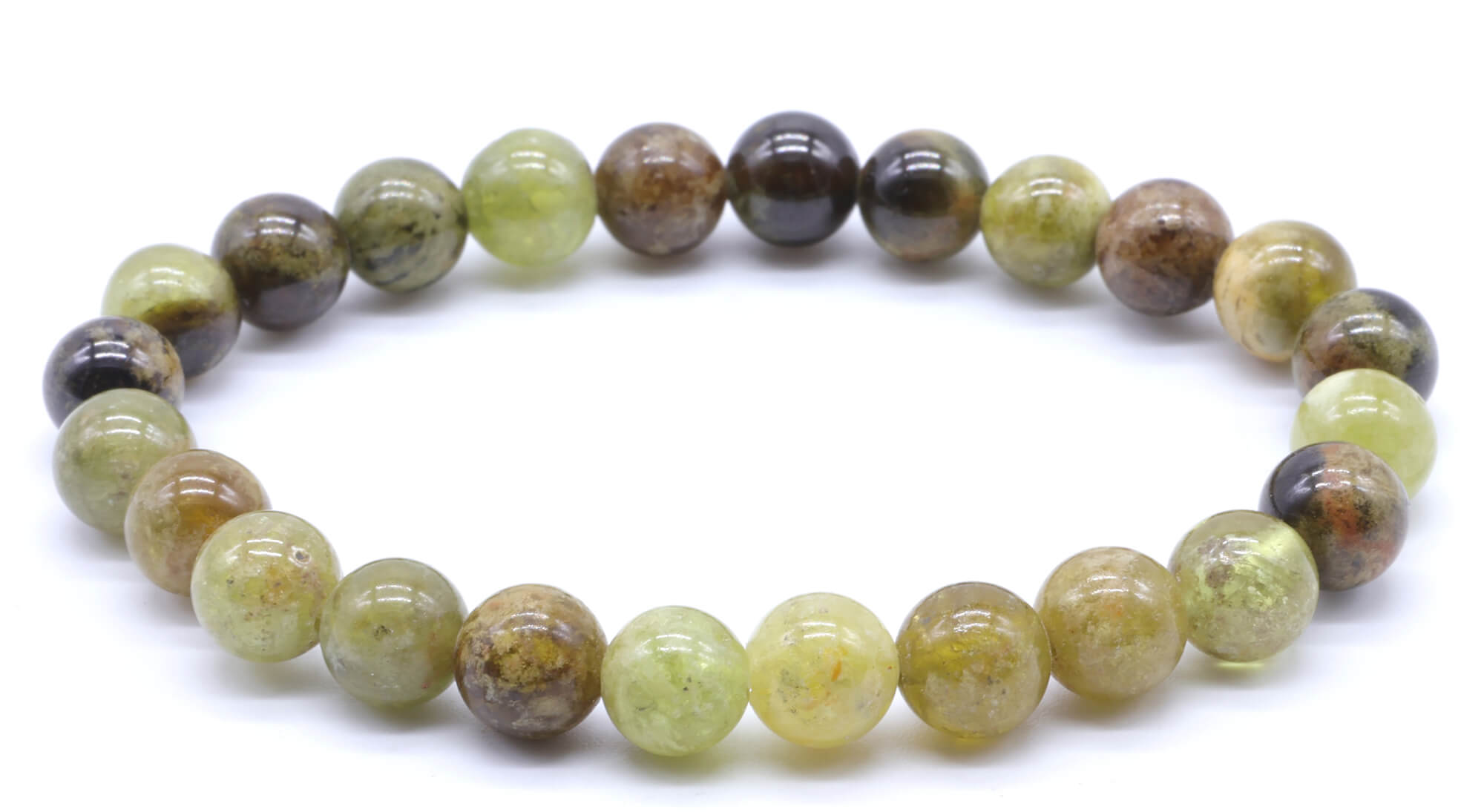 Bracelet Grenat Vert perles 8mm