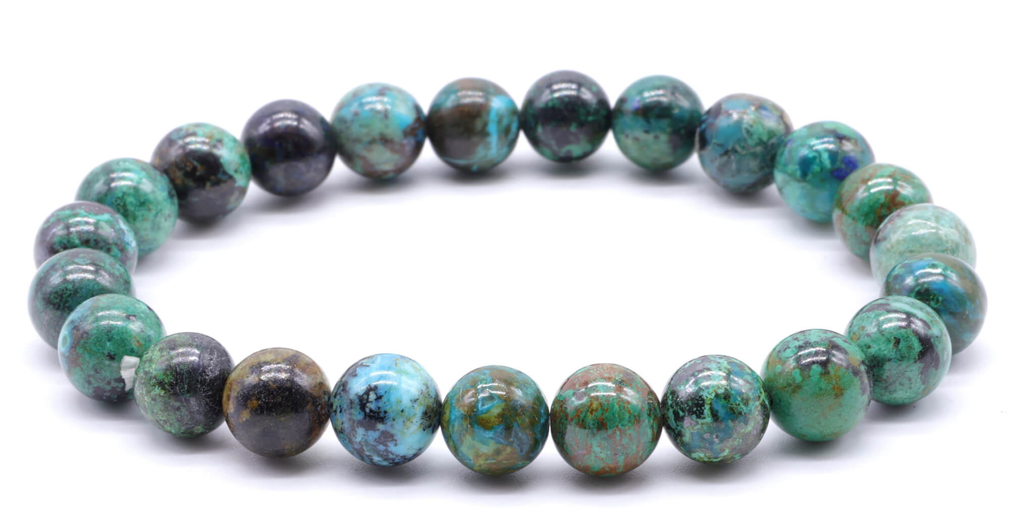 Bracelet Chrysocolle 'AA' perles 8mm
