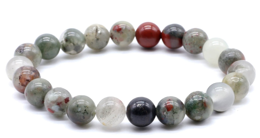 Bracelet Jaspe Héliotrope Africaine perles 8mm