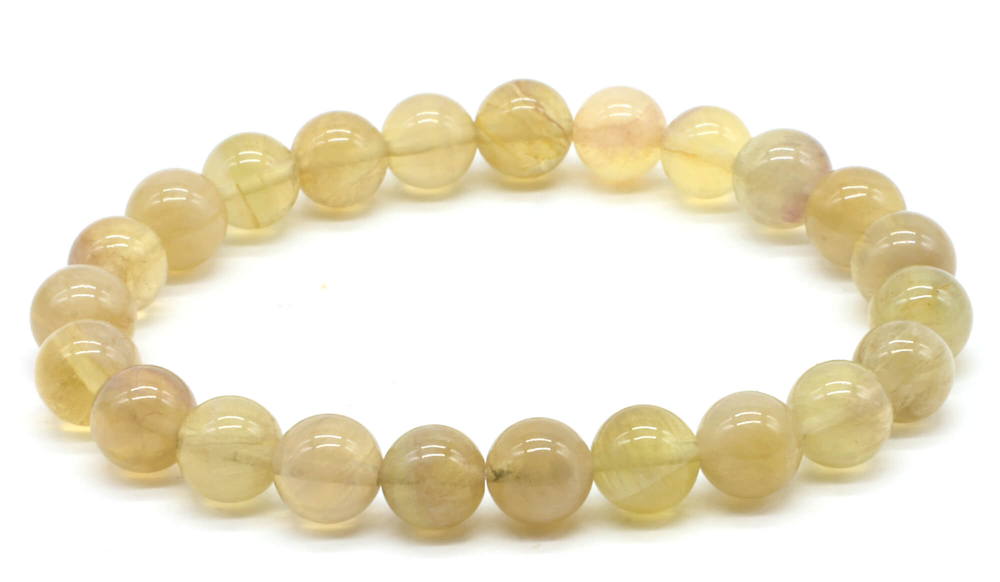 Bracelet Fluorite Jaune perles 8mm