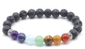 Bracelet Pierre de Lave & 7 Chakras perles 8mm