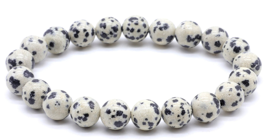 Bracelet Jaspe Dalmatien perles 8mm