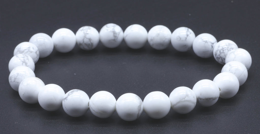 Bracelet Howlite Blanche perles 8mm