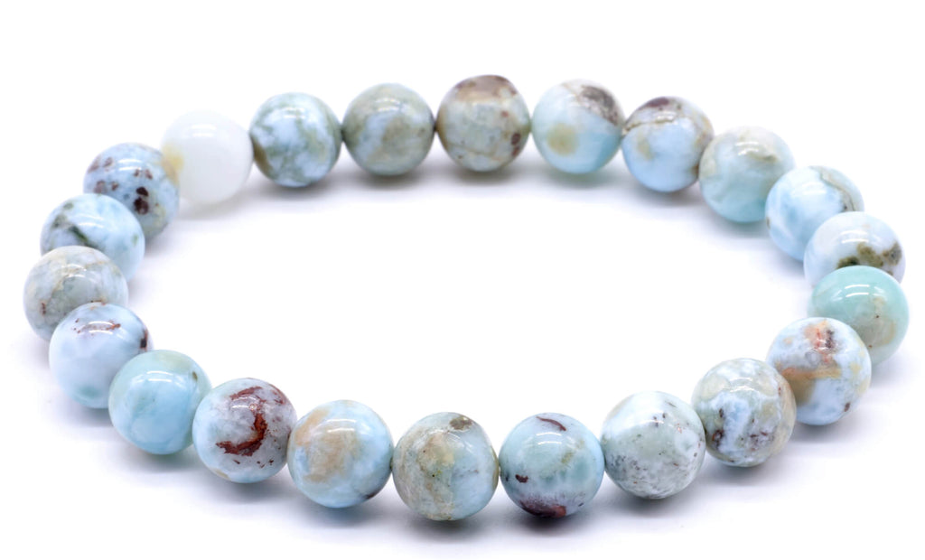 Bracelet Larimar perles 8mm