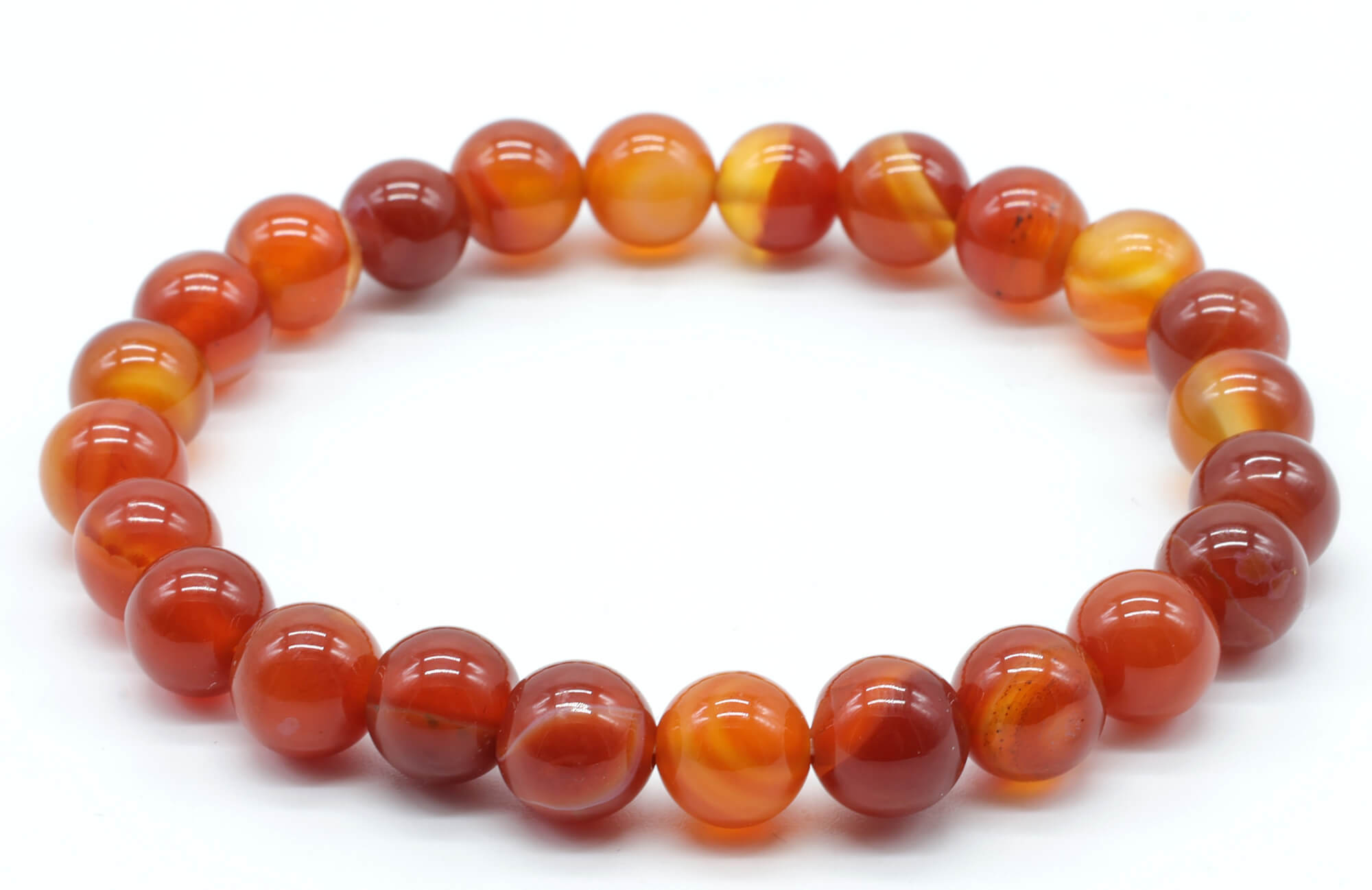 Bracelet Cornaline Rubanée perles 8mm