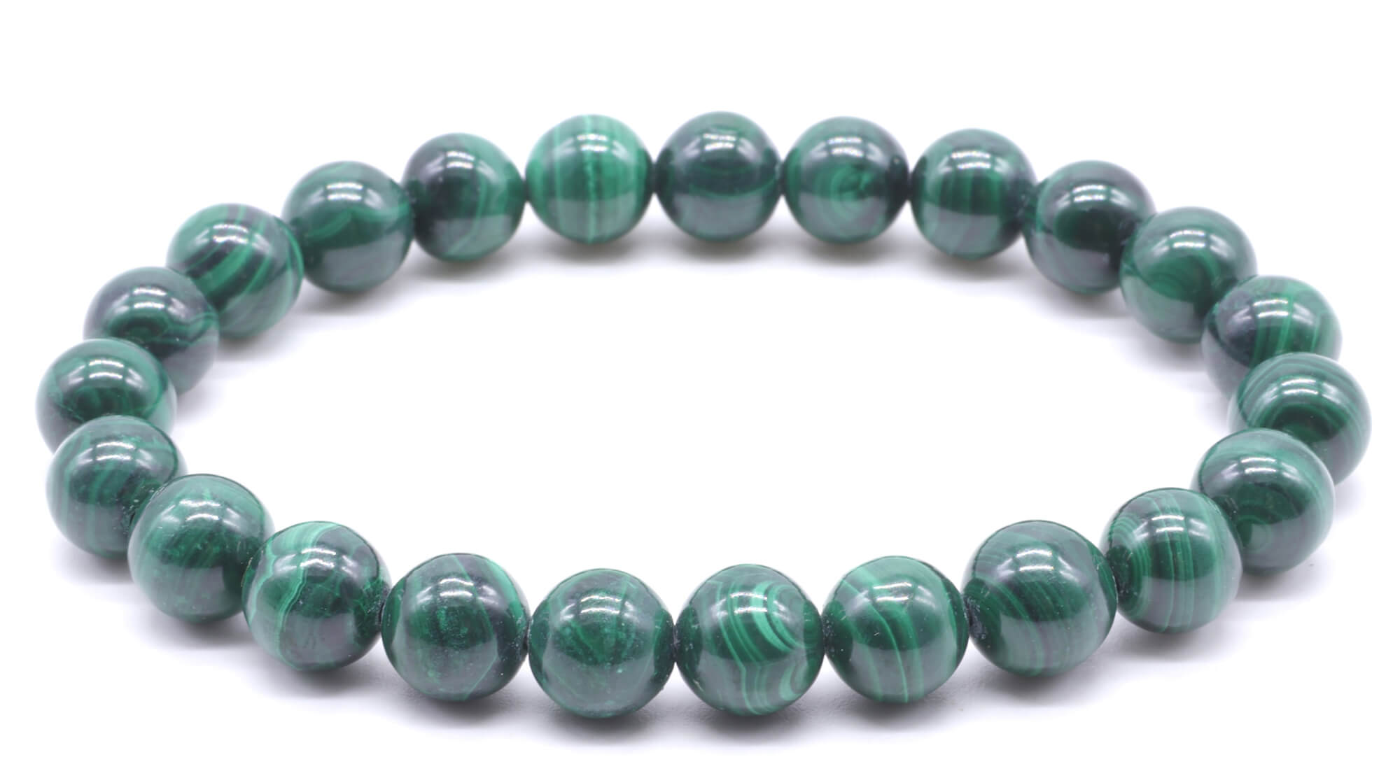 Bracelet 'Dark' Malachite 'AA' perles 8mm