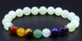 Bracelet Jade Verte & 7 Chakras perles 8mm
