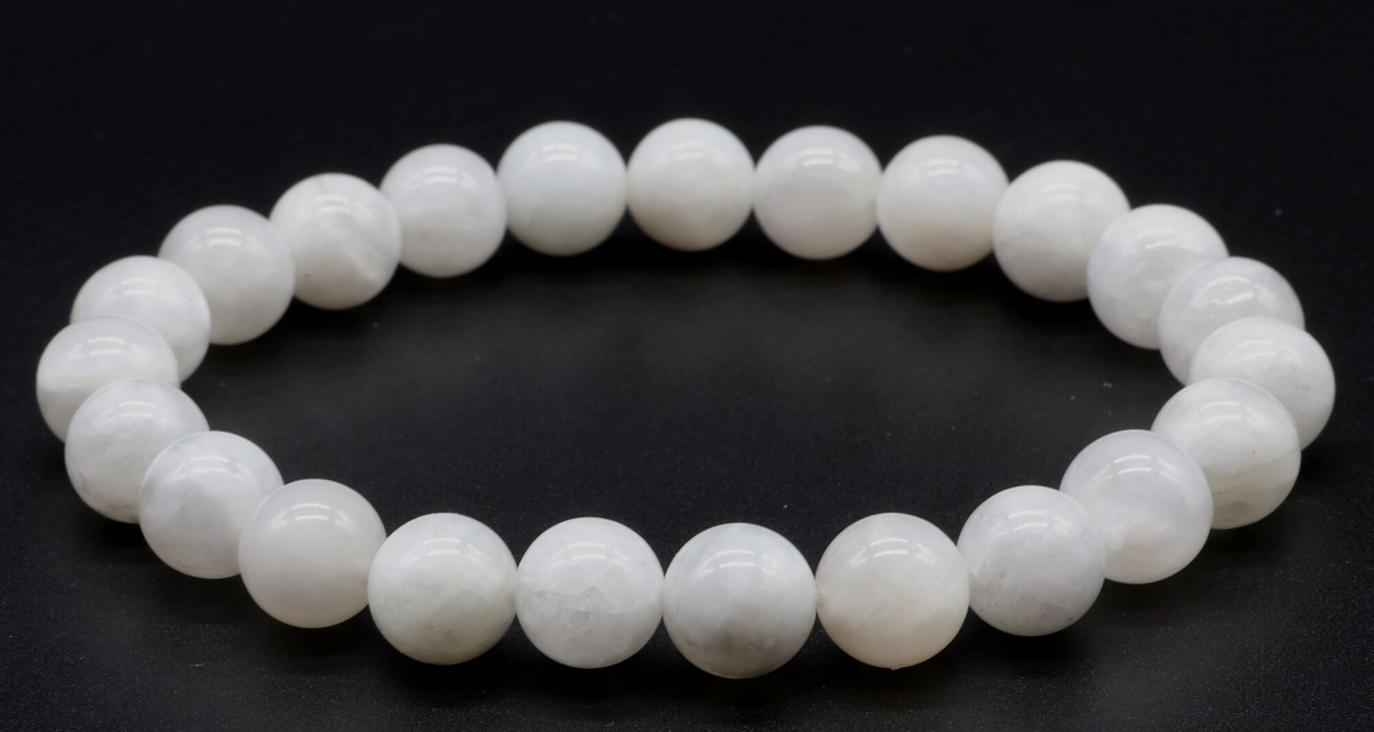 Bracelet Pierre de Lune Blanche 'AA' perles 8mm
