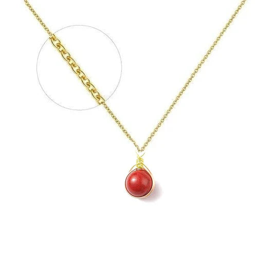 Collier plaqué or pierre naturelle 9 mm cornaline