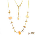 Collier pour femme acier & pierre - Jaspe - Disques doré