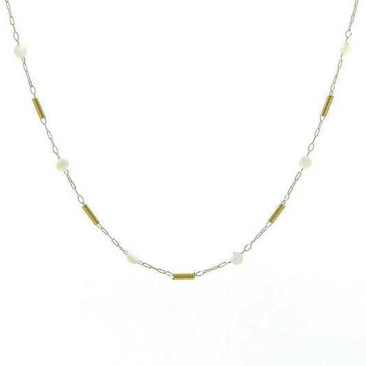 Collier pour femme pierre naturelle acier breloques Pierre de lune