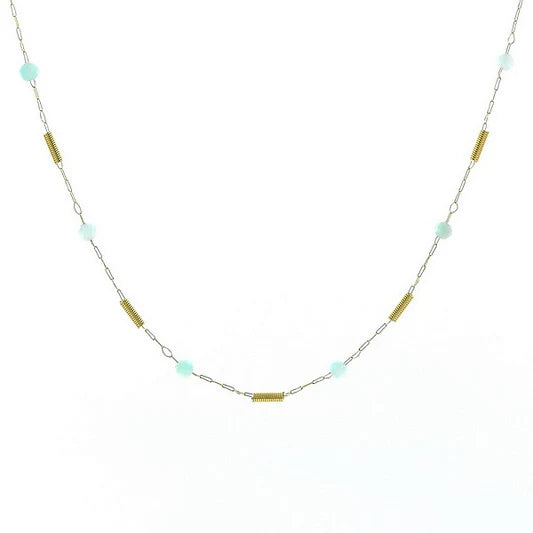 Collier pour femme pierre naturelle acier breloques Amazonite