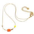 Collier pour femme - Acier doré - Pierre minérale gemme orange