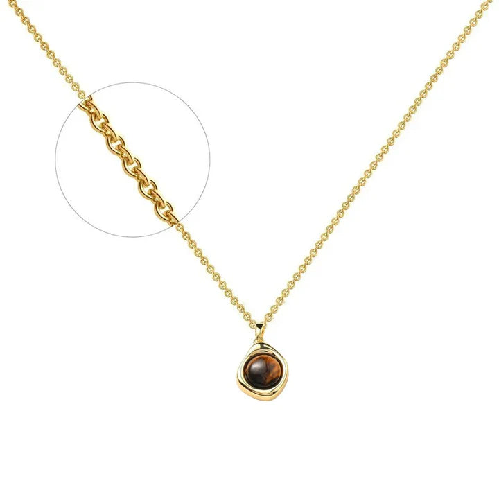 Collier acier inoxydable pierre naturelle œil de tigre