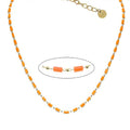 Collier femme acier 316 et perles de cristal orange