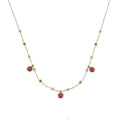 Collier acier inoxydable fin avec breloque email pierre naturelle rhodonite
