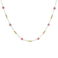 Collier pour femme pierre naturelle acier breloques Rhodonite