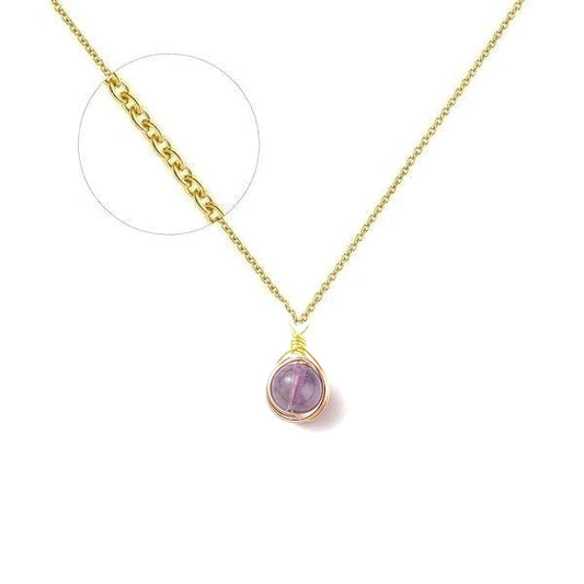 Collier plaqué or pierre naturelle 9 mm améthyste